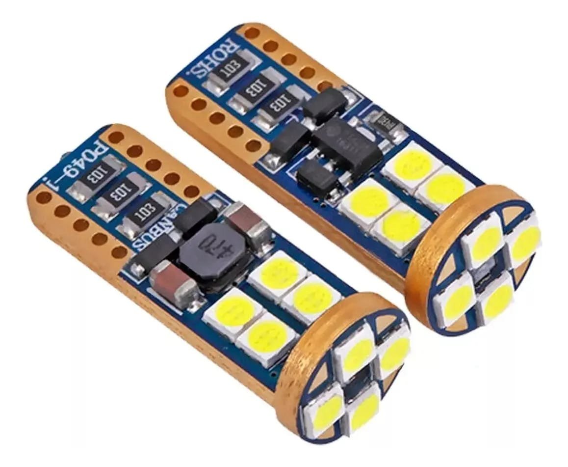 2 Led T10/w5w Siliconados 24 Smd 12v 600 Lm Posicion Blister T10/w5w Blanco Frío