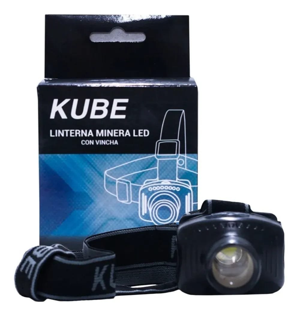 Linterna Minero Led Cabeza Vincha C/ Pilas Lupa Zoom Y Flash