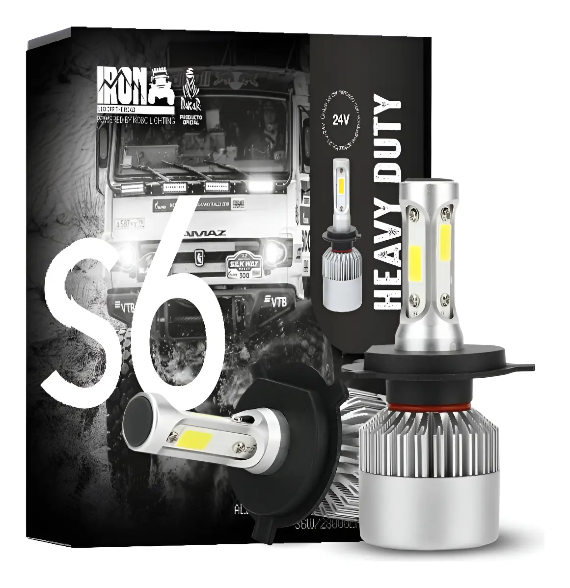 Kit Cree Led S6 Heavy Duty 12v / 24v Mayor Calidad Potencia H4 Gris Blanco Extremo