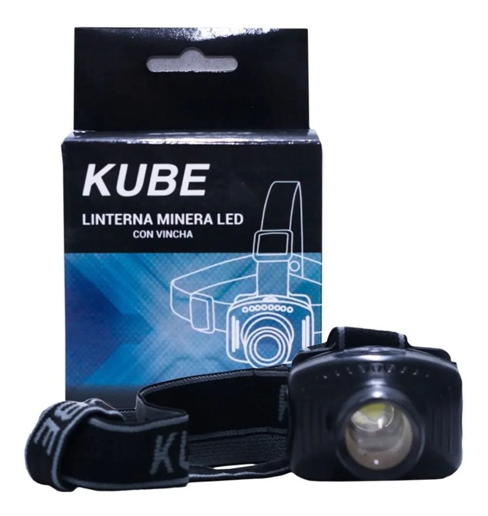 Linterna Vincha Minero 1 Led Cabeza Trabajo Camping Kube Blanco Negro
