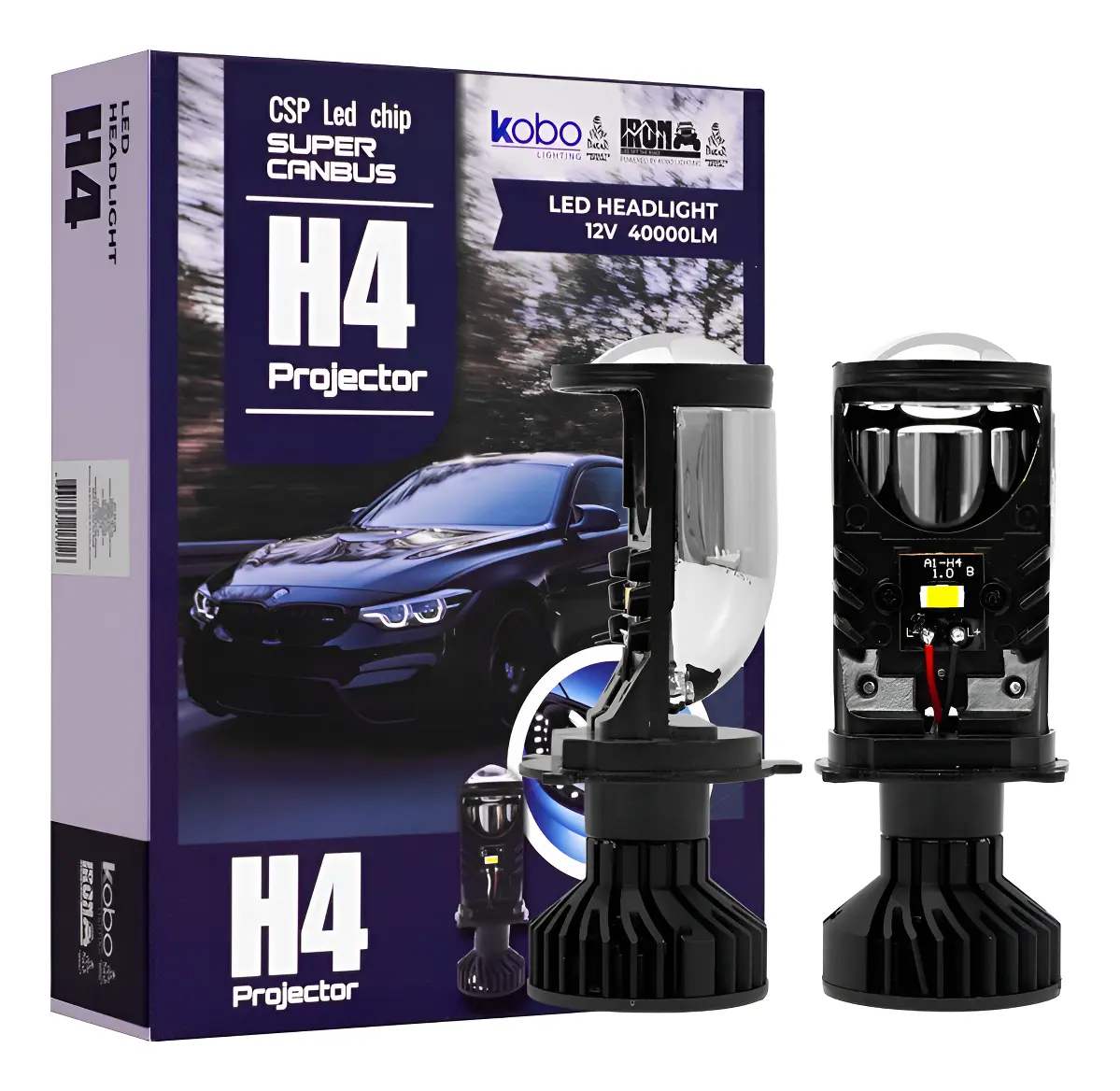 Kit Cree Led H4 Canbus Chip Csp Y Lupa Proyector Alta Y Baja H4 Blanco Extremo