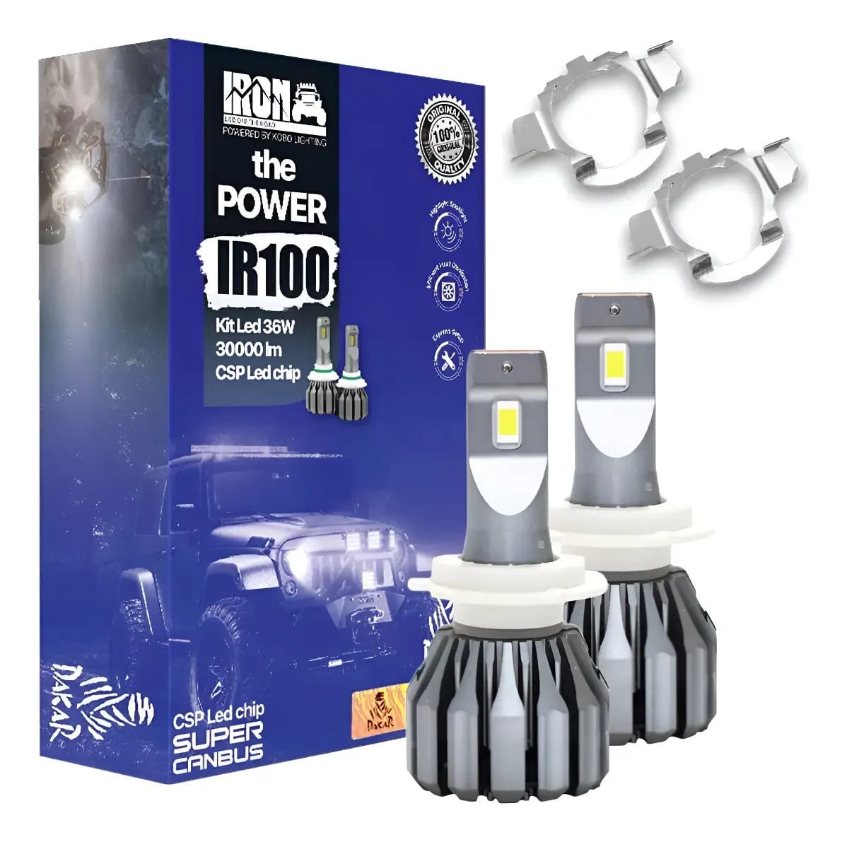 Led Kit Canbus Ir100 H7 + Adaptador Vw Vento Bora Clio Astra H7 Blanco Extremo