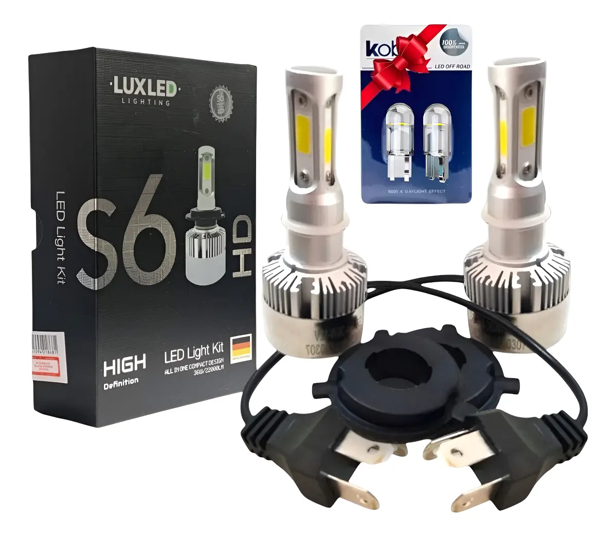 Lámpara Led Lux Led H4 + T10 Chip Cob S6 6500k 36w H4 (alta Y Baja Juntas) Blanco Extremo