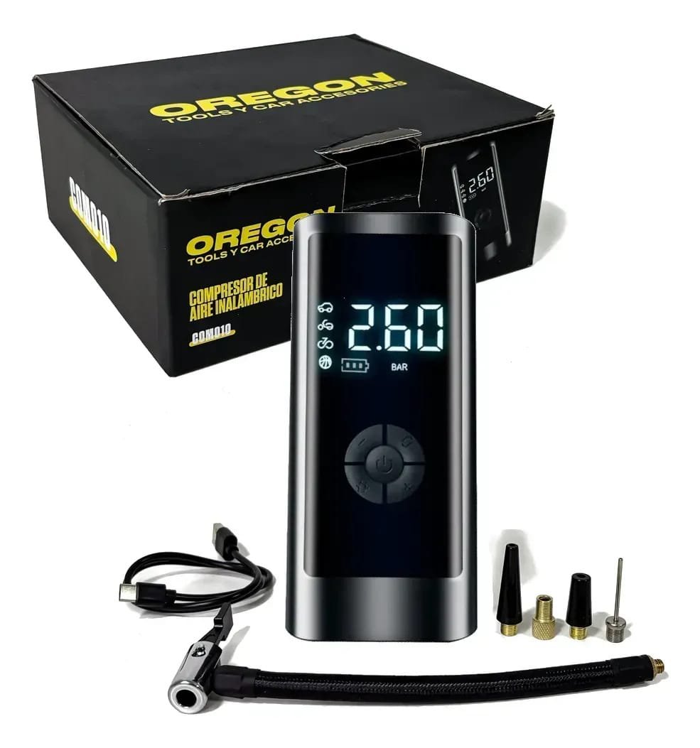 Compresor De Aire Recargable Usb Portátil Auto Moto Bici 150 Negro
